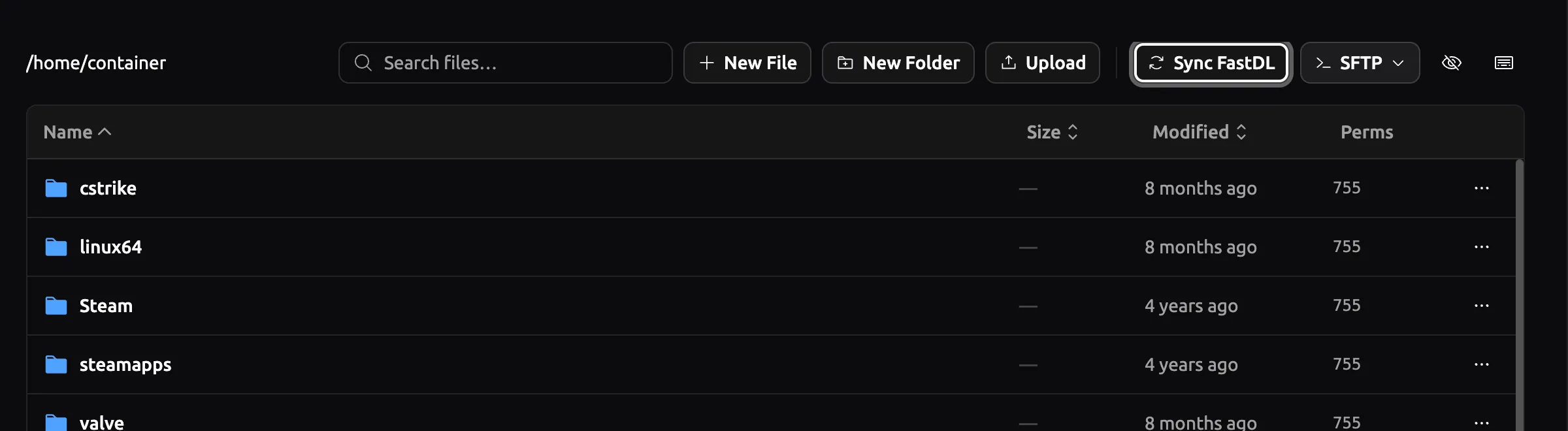 Files toolbar with the Sync FastDL button highlighted